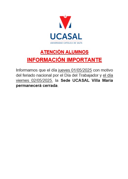 Atención Alumnos – 01 y 02 de Mayo